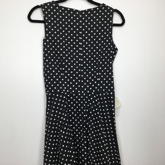 Karen Warren Black Linen Polka Dot Belted Dress - Picture 10 of 10